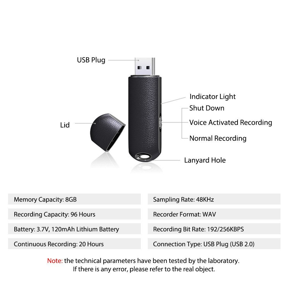 Mini Voice Activated Recorder with 8GB Storage