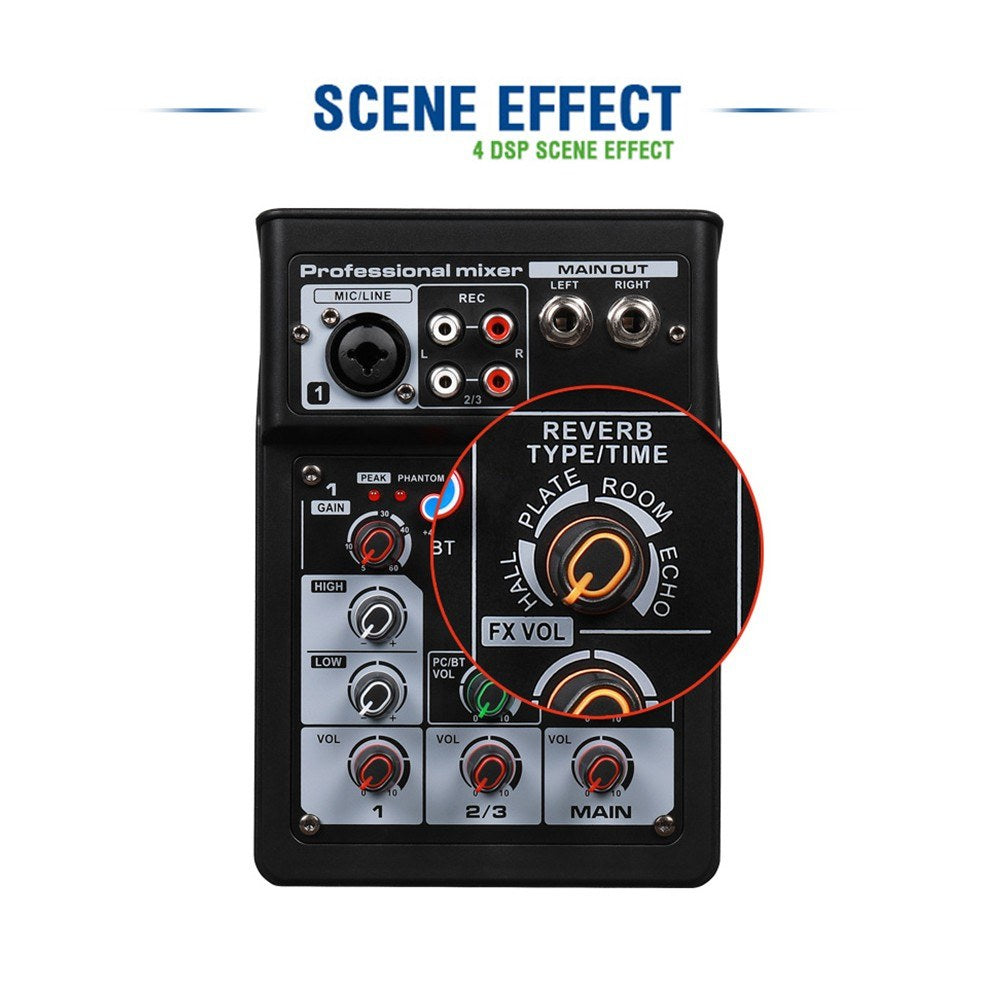 3-Channel BT Digital Stereo Audio Mixer Console System