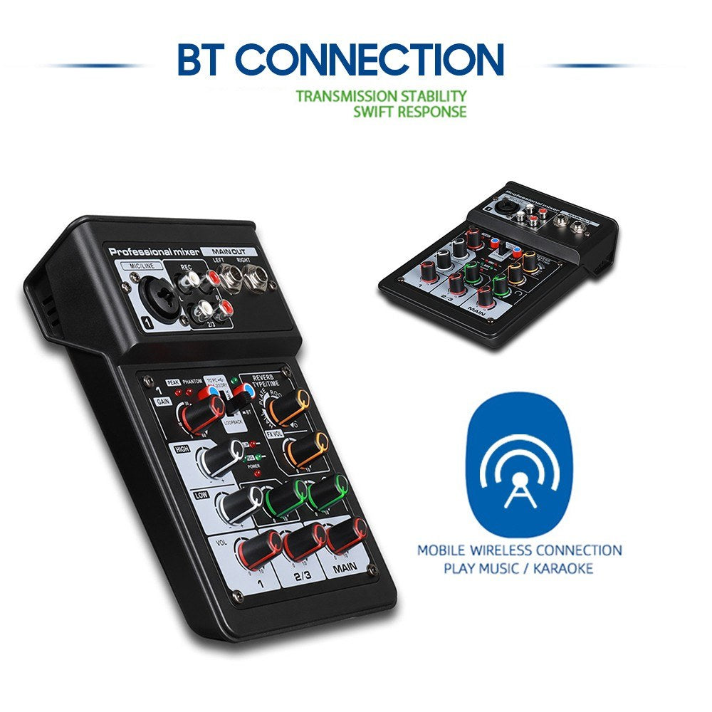 3-Channel BT Digital Stereo Audio Mixer Console System
