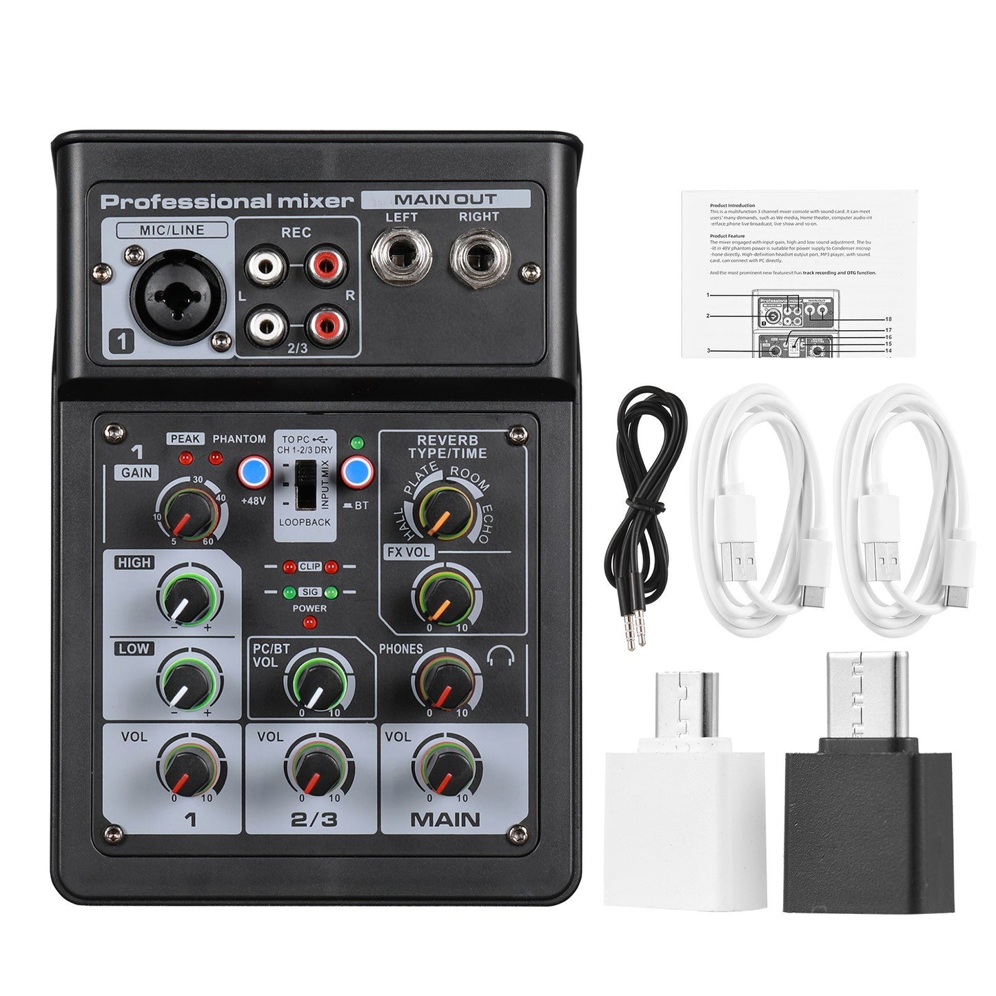 3-Channel BT Digital Stereo Audio Mixer Console System