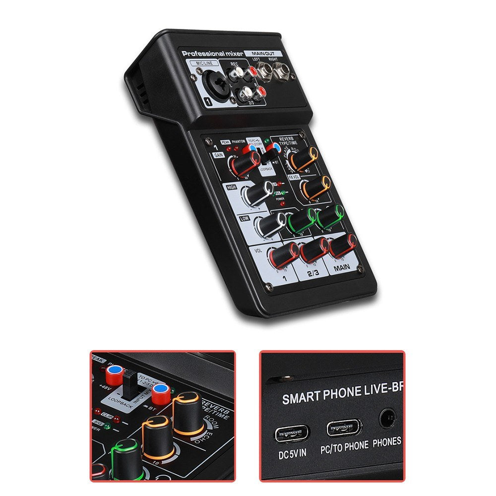 3-Channel BT Digital Stereo Audio Mixer Console System