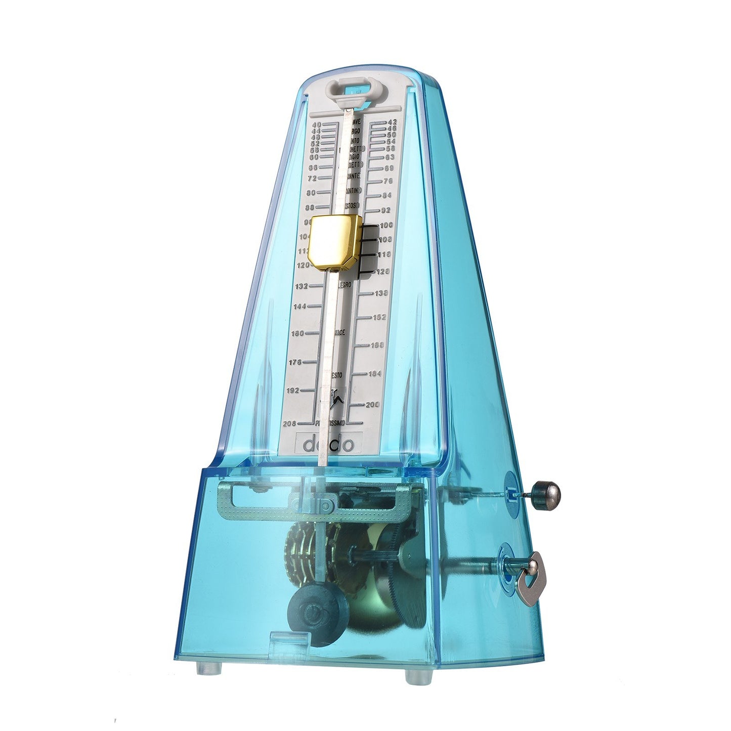 Universal Wind-Up Transparent Mechanical Metronome with Bell
