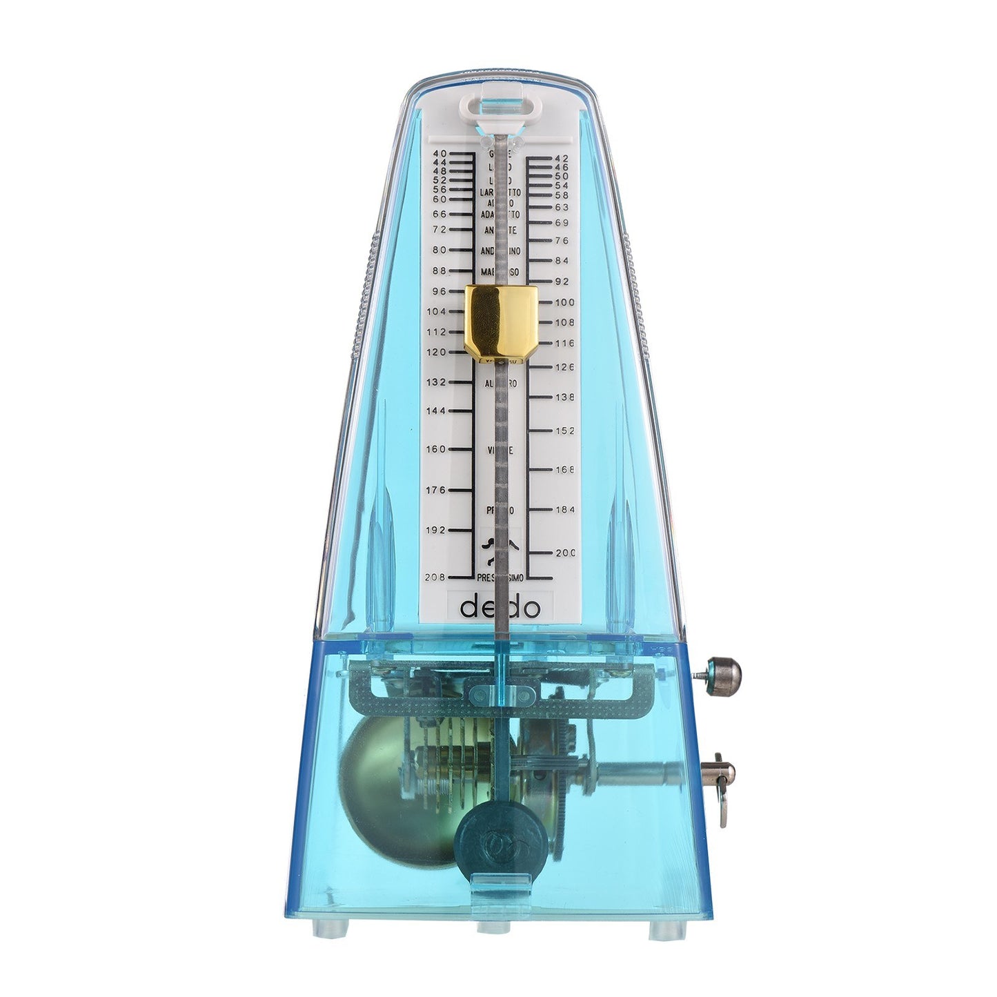 Universal Wind-Up Transparent Mechanical Metronome with Bell