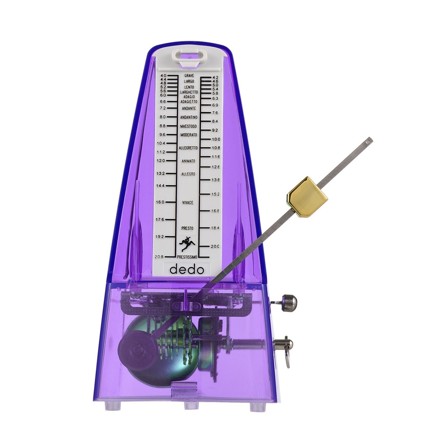 Universal Wind-Up Transparent Mechanical Metronome with Bell