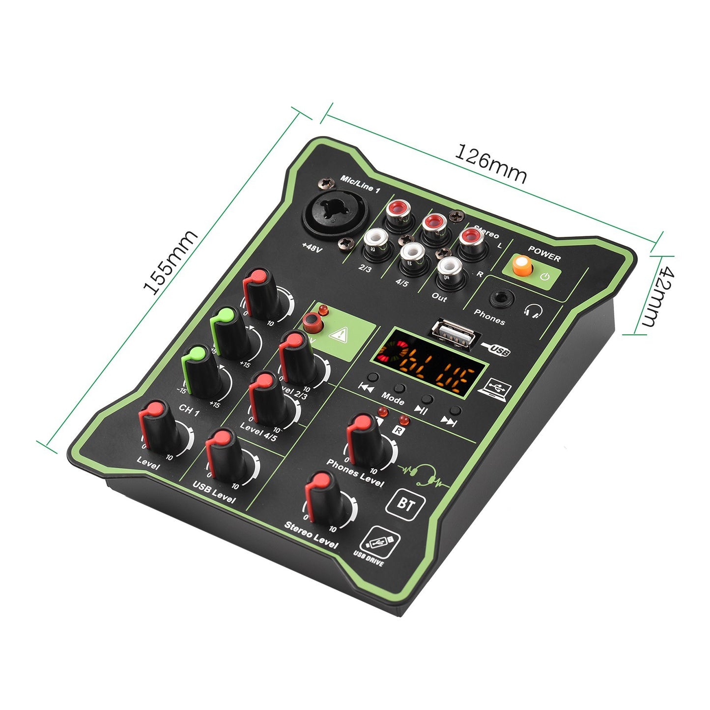 Compact 5-Channel Audio Mixer Sound Console