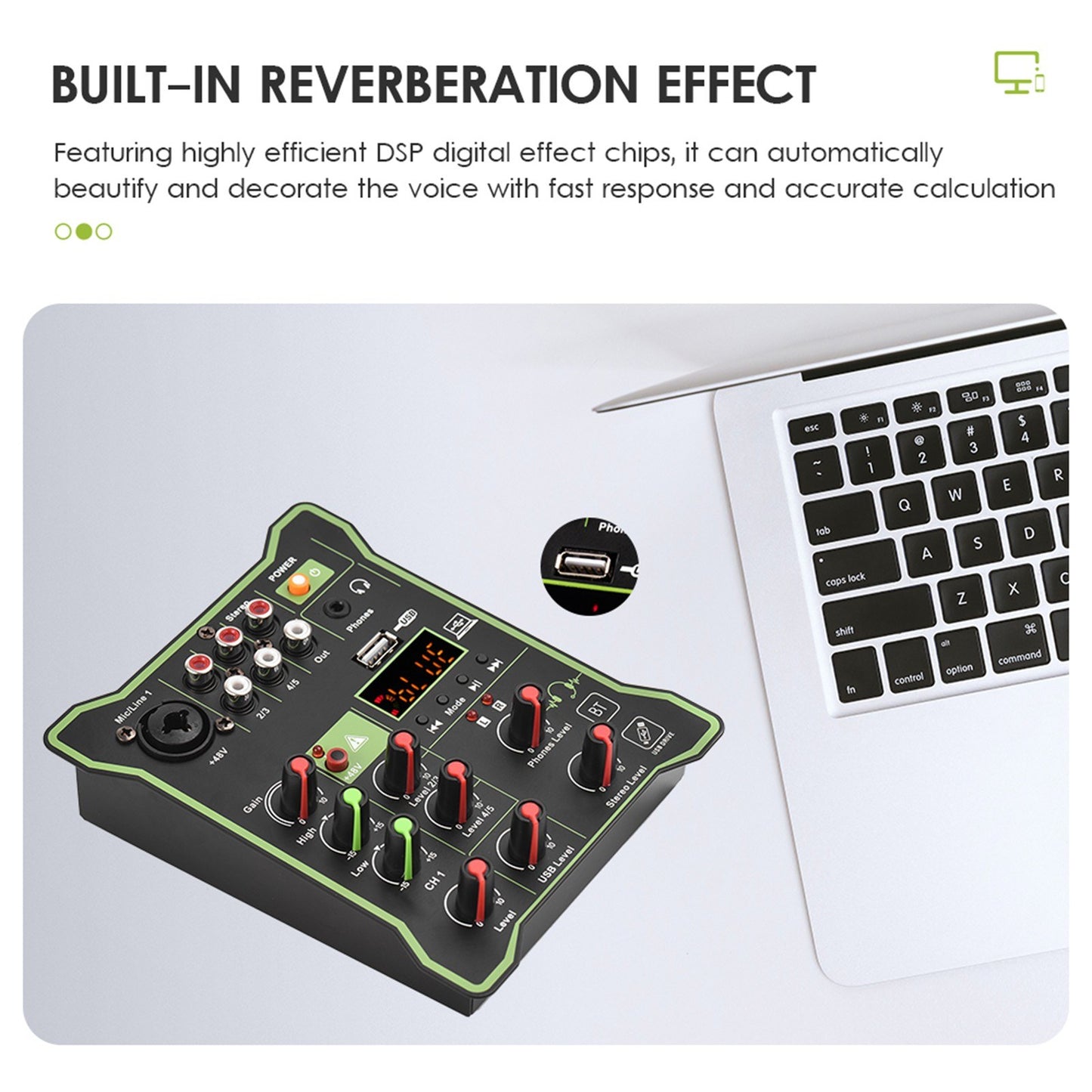 Compact 5-Channel Audio Mixer Sound Console