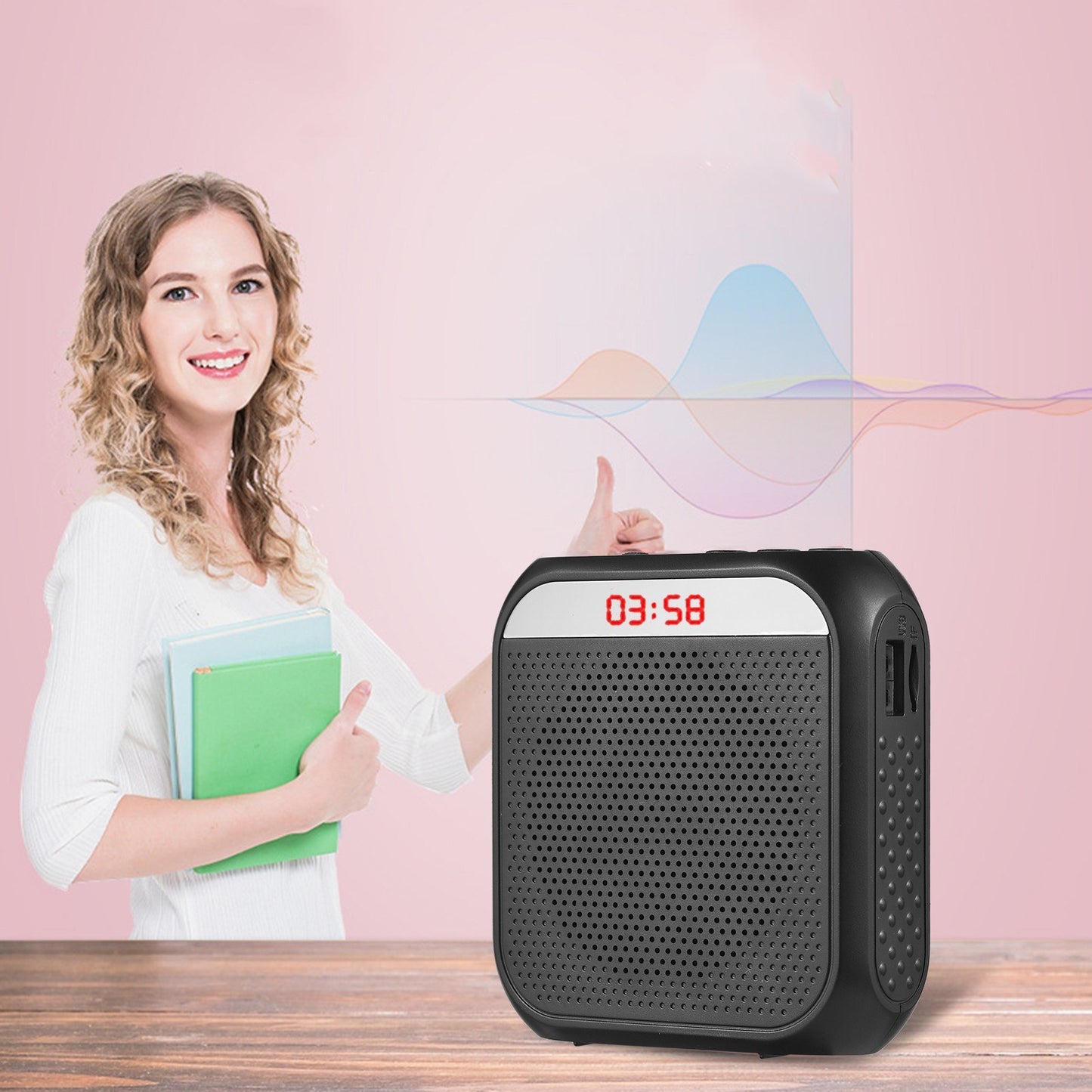 Rechargeable Portable Mini Voice Amplifier with LED Display & MIC