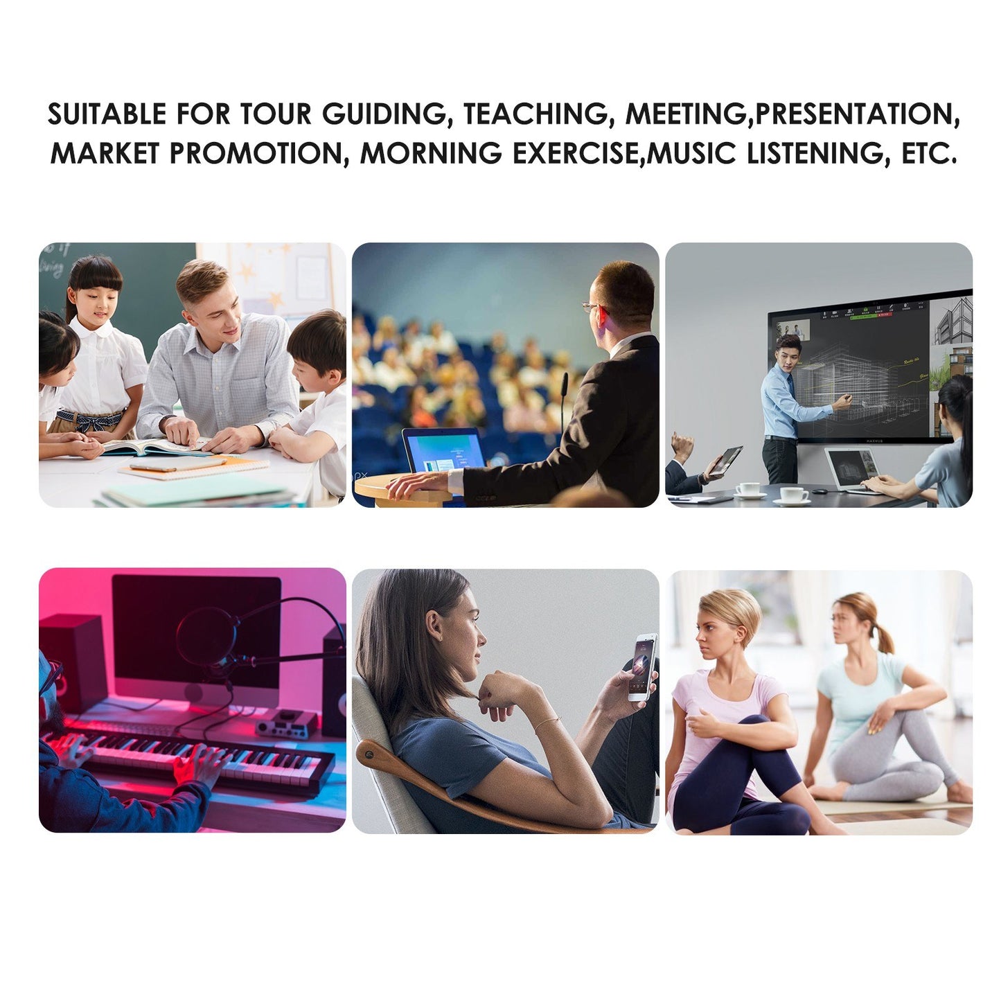 Rechargeable Portable Mini Voice Amplifier with LED Display & MIC