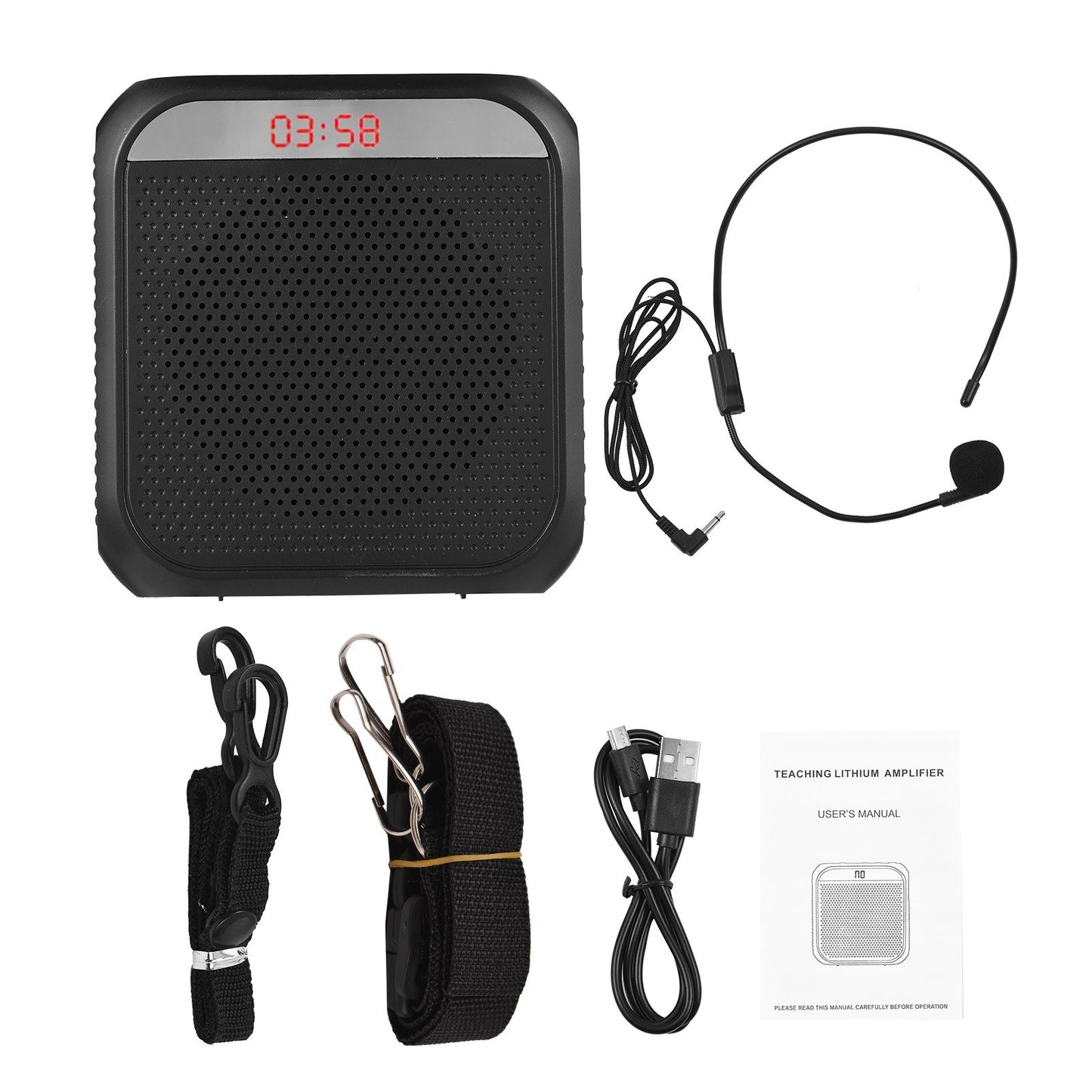 Rechargeable Portable Mini Voice Amplifier with LED Display & MIC