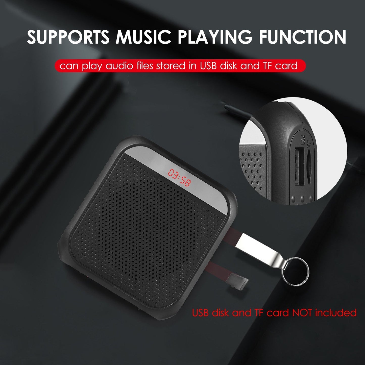 Rechargeable Portable Mini Voice Amplifier with LED Display & MIC
