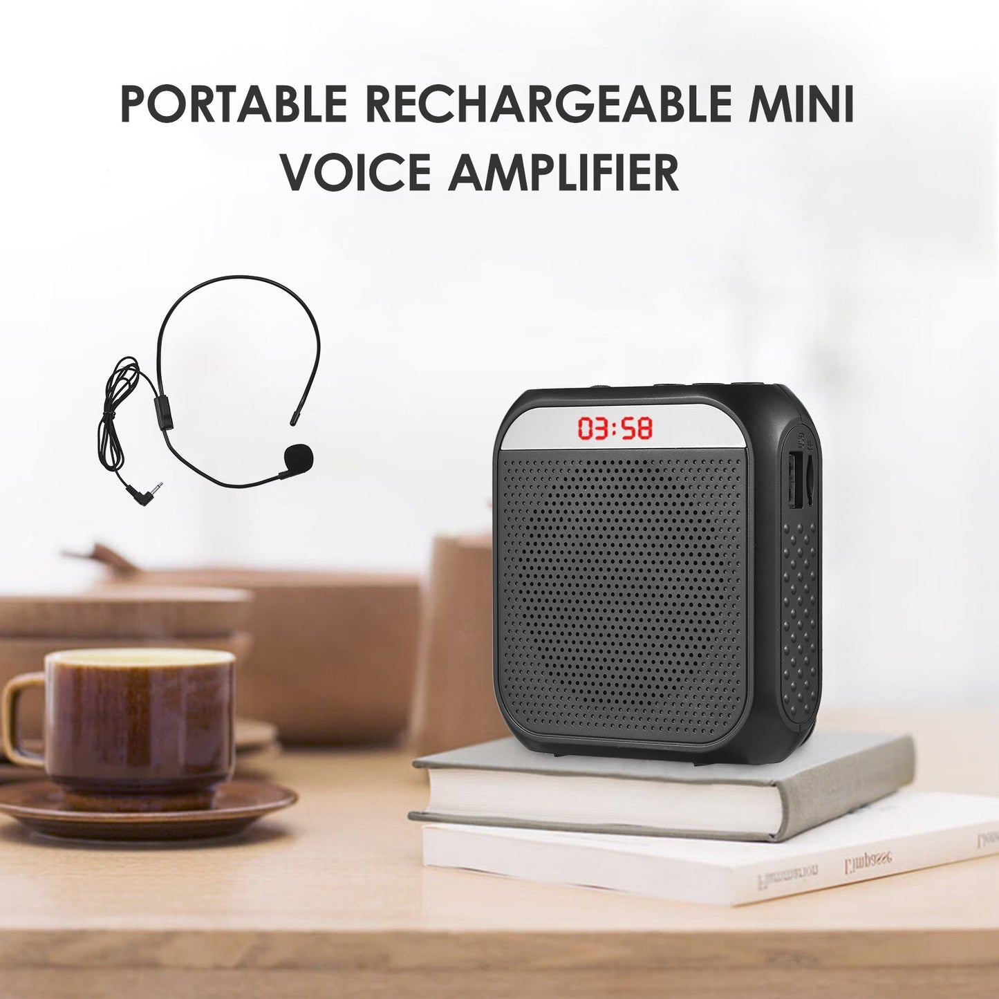 Rechargeable Portable Mini Voice Amplifier with LED Display & MIC