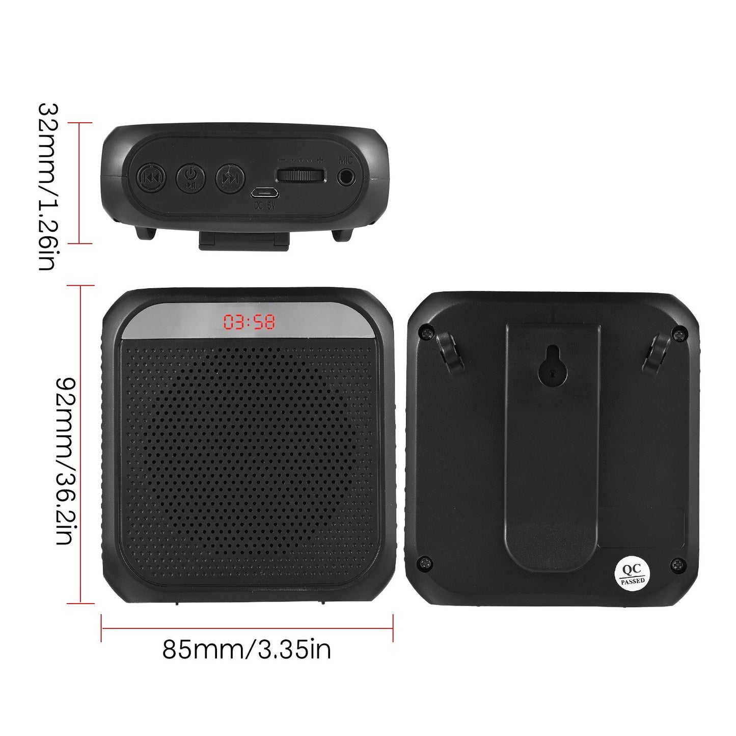 Rechargeable Portable Mini Voice Amplifier with LED Display & MIC
