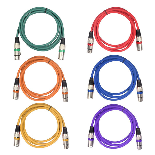 6 Pack 1.5M/5ft 3-Pin XLR Male to Female DMX Stage Light Cable Black PVC Jacket