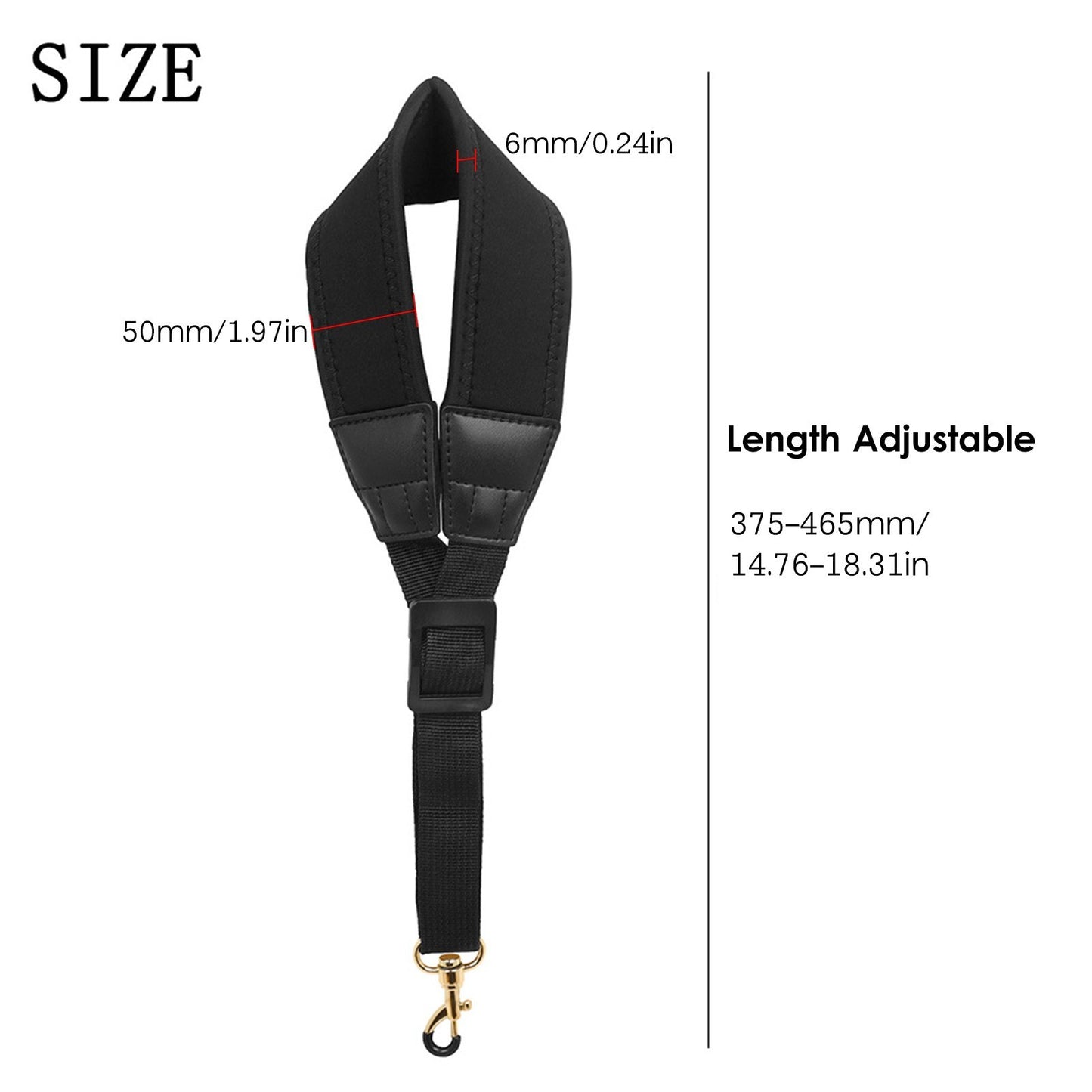 Adjustable Nylon Saxophone Neck Strap with Metal Hook for Tenor, Soprano, Alto Saxophones & Clarinet