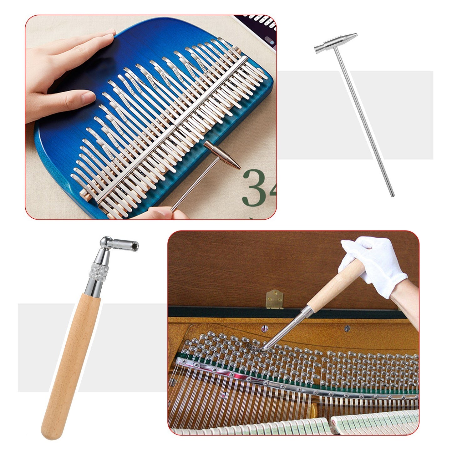 16-Piece Professional Piano Tuning Kit with Zipper Bag