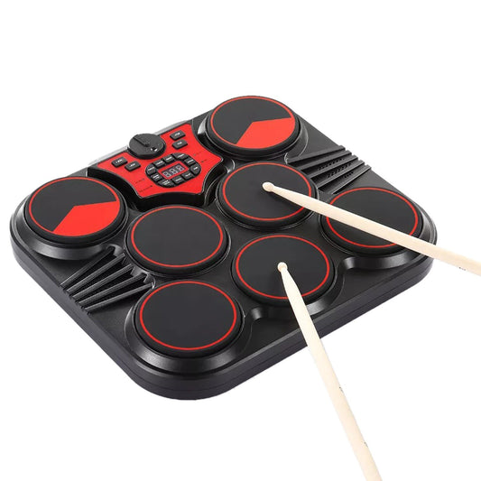 Portable 7-Pad Electronic Drum Set - USB/Battery Powered Tabletop Kit