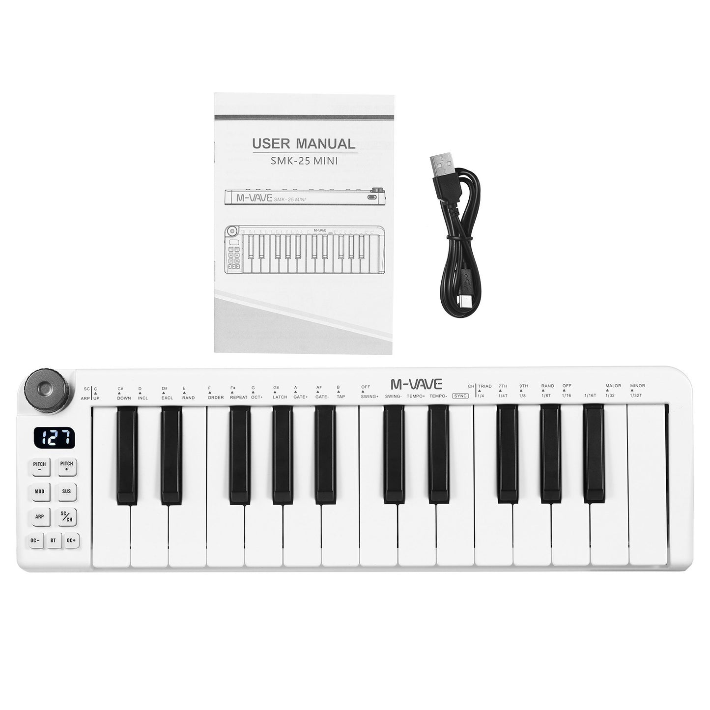 Rechargeable M-VAVE SMK-25mini 25-Key MIDI Control Keyboard
