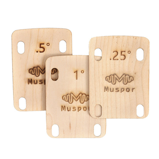 Muspor MX0360D Wooden Guitar Neck Shim Set, 3pcs - 0.25, 0.5, 1 Degree for Bolt-On Neck