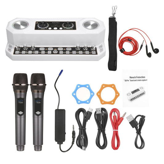 Wireless Microphone Set with Sound Card & Audio Equipment