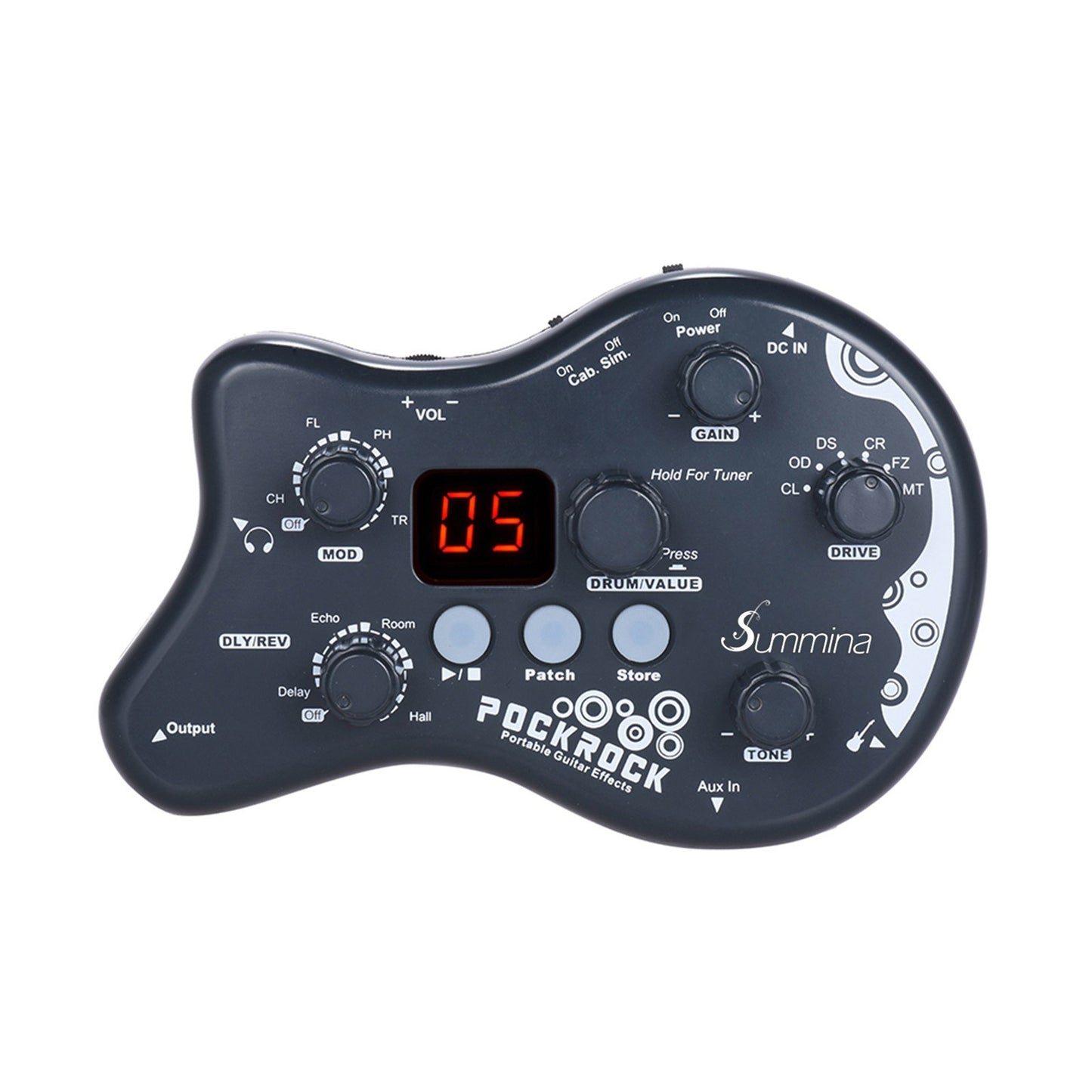 Summina PockRock Portable Guitar Multi-Effects Pedal with Power Adapter