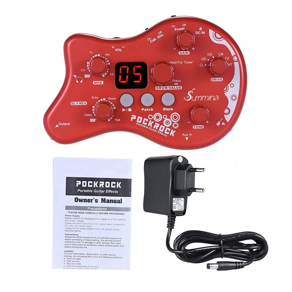 Summina PockRock Portable Guitar Multi-Effects Pedal with Power Adapter