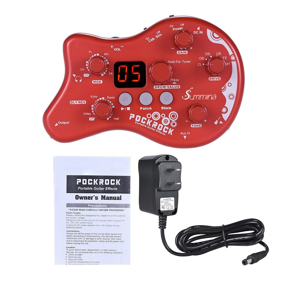 Summina PockRock Portable Guitar Multi-Effects Pedal with Power Adapter