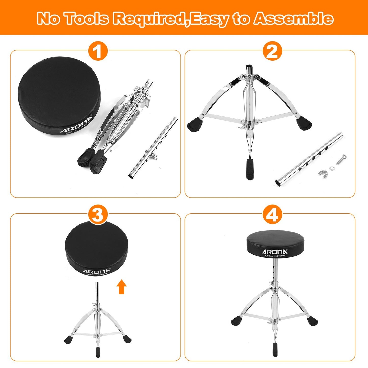 Universal Round Padded Drum Throne Seat Stool by AROMA