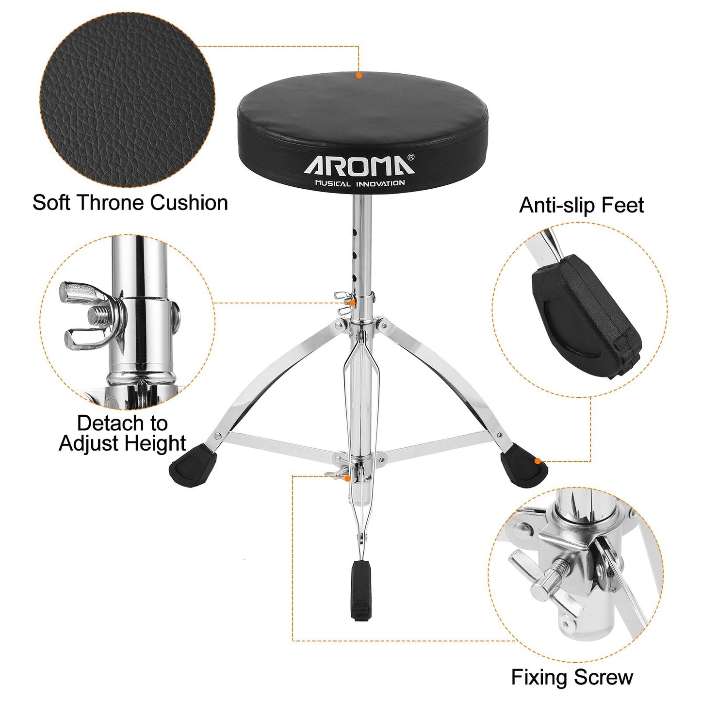 Universal Round Padded Drum Throne Seat Stool by AROMA