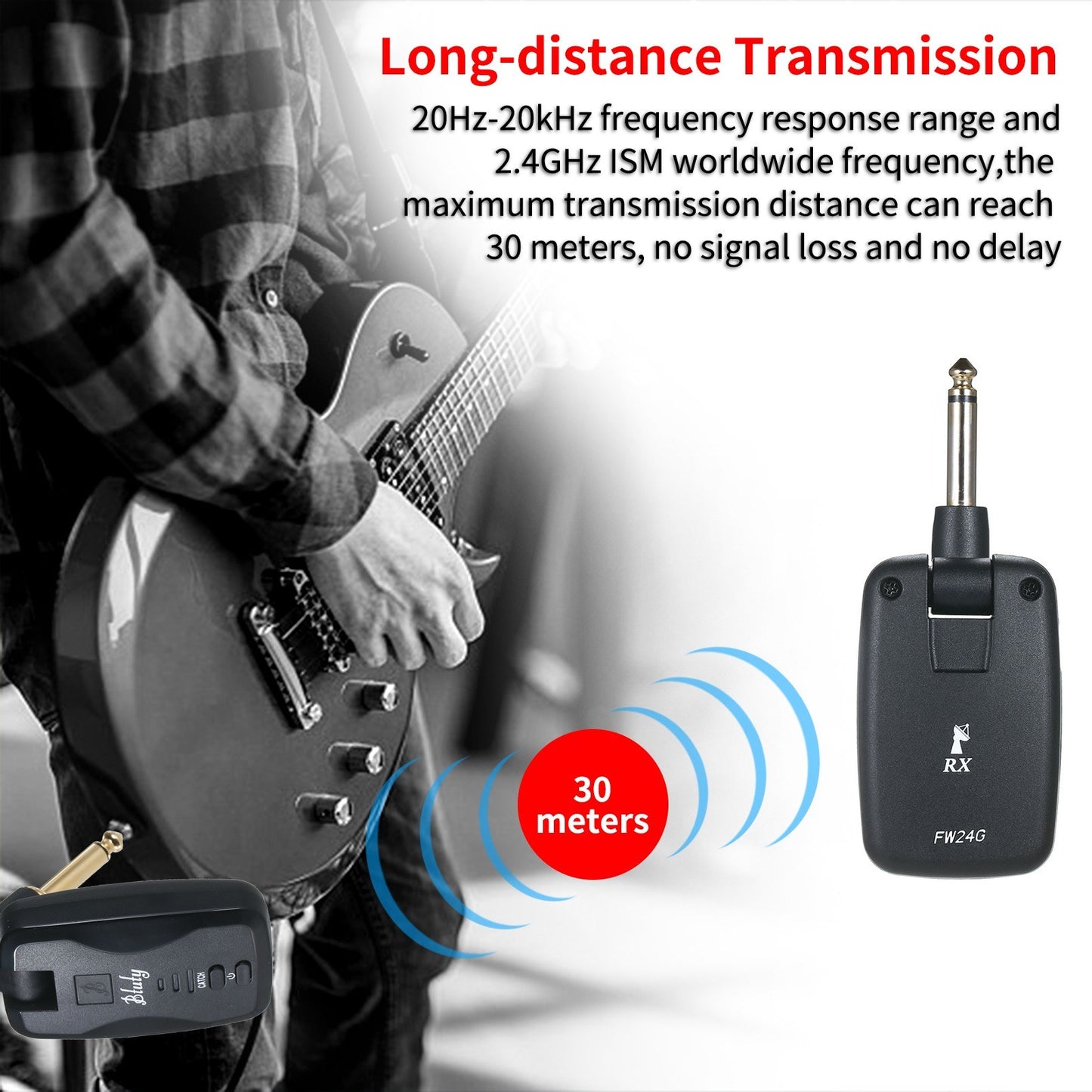 Rechargeable Btuty FW-24G Wireless Guitar Transmitter & Receiver System