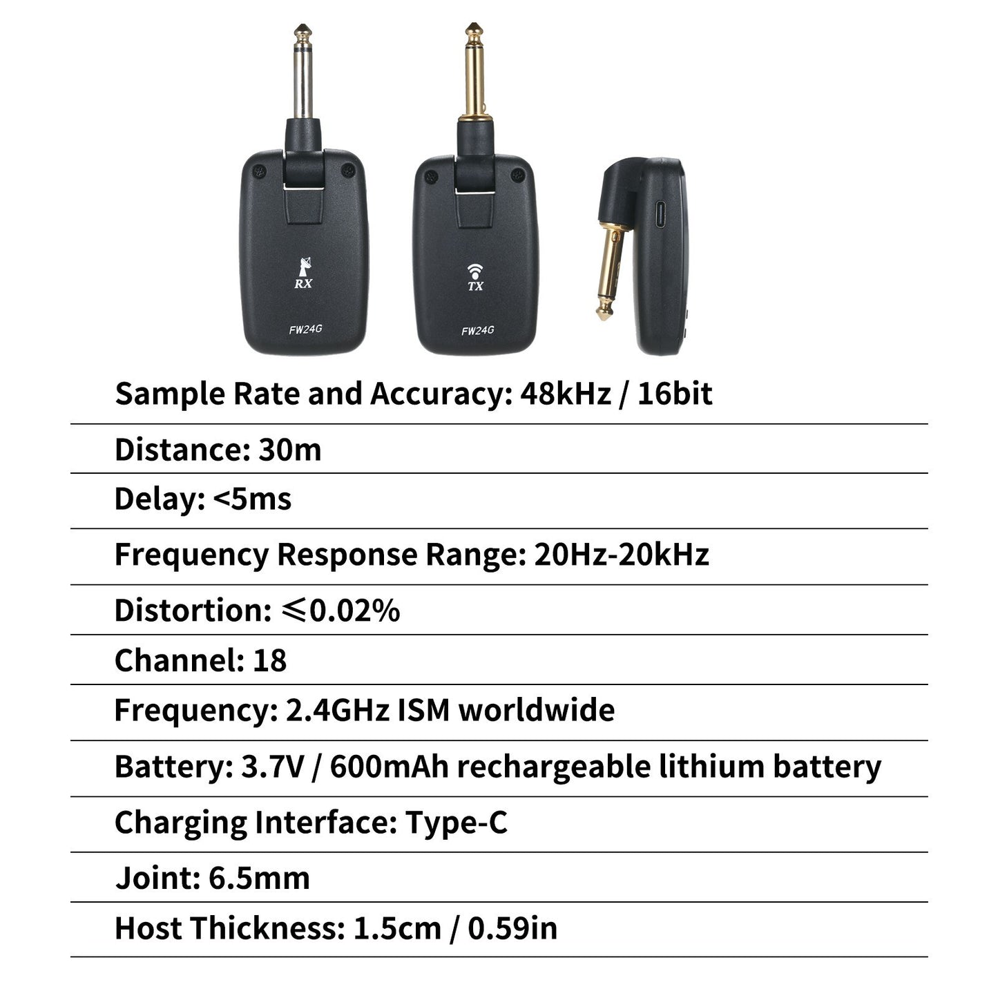 Rechargeable Btuty FW-24G Wireless Guitar Transmitter & Receiver System