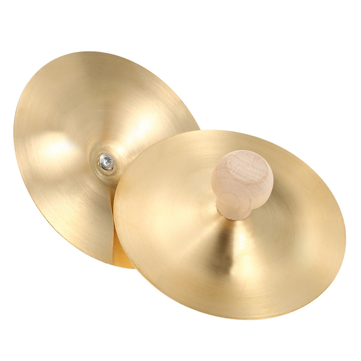 3.5-Inch Finger Cymbals with Wooden Handles - 1 Pair Mini Cymbals