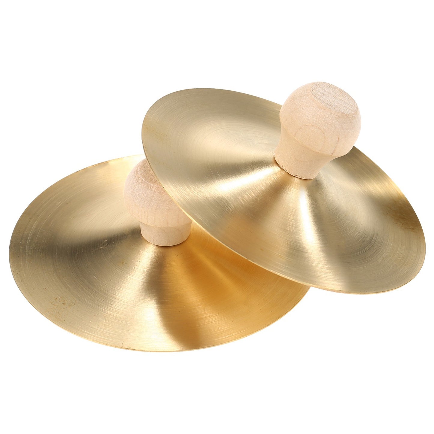 3.5-Inch Finger Cymbals with Wooden Handles - 1 Pair Mini Cymbals