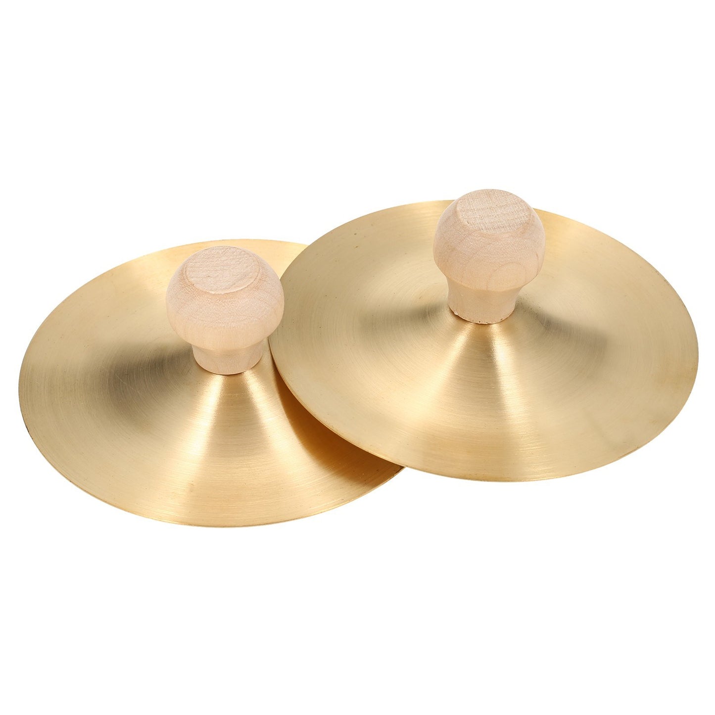 3.5-Inch Finger Cymbals with Wooden Handles - 1 Pair Mini Cymbals