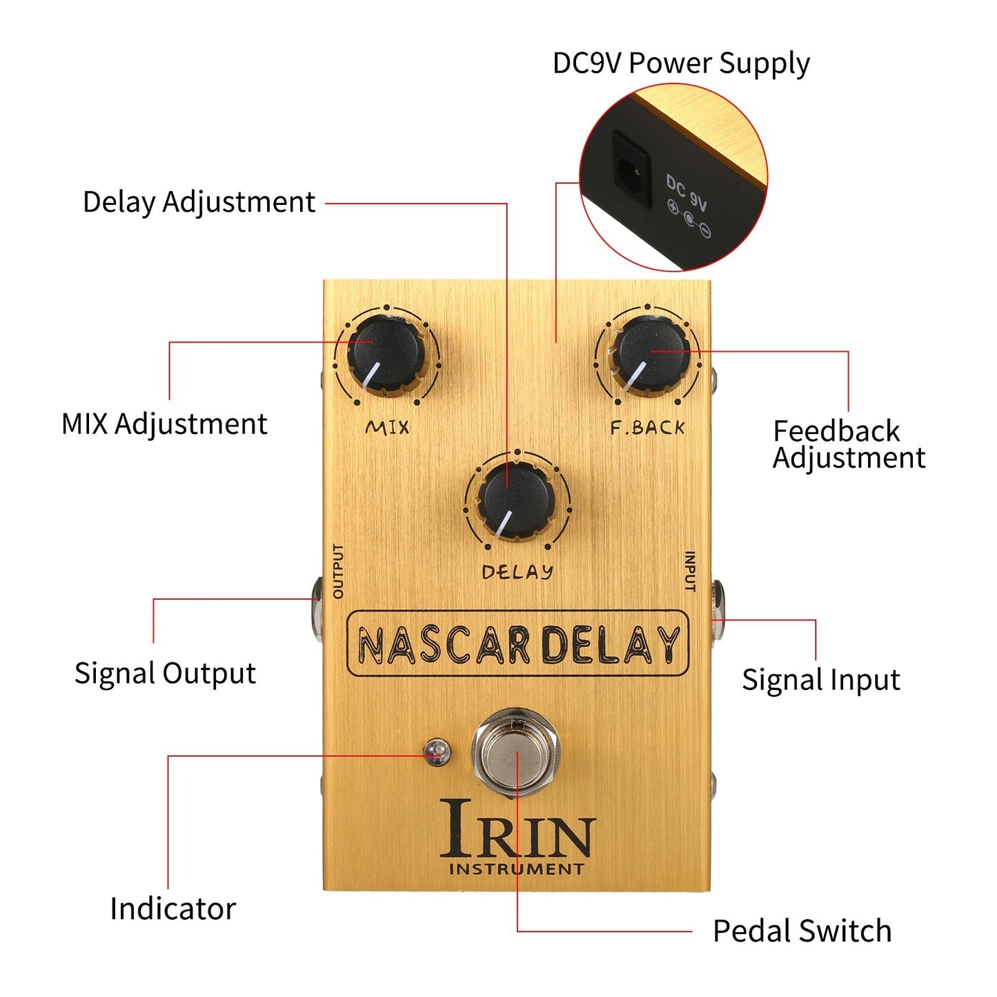 IRIN NASCAR Delay Guitar Effect Pedal for Electric Guitars