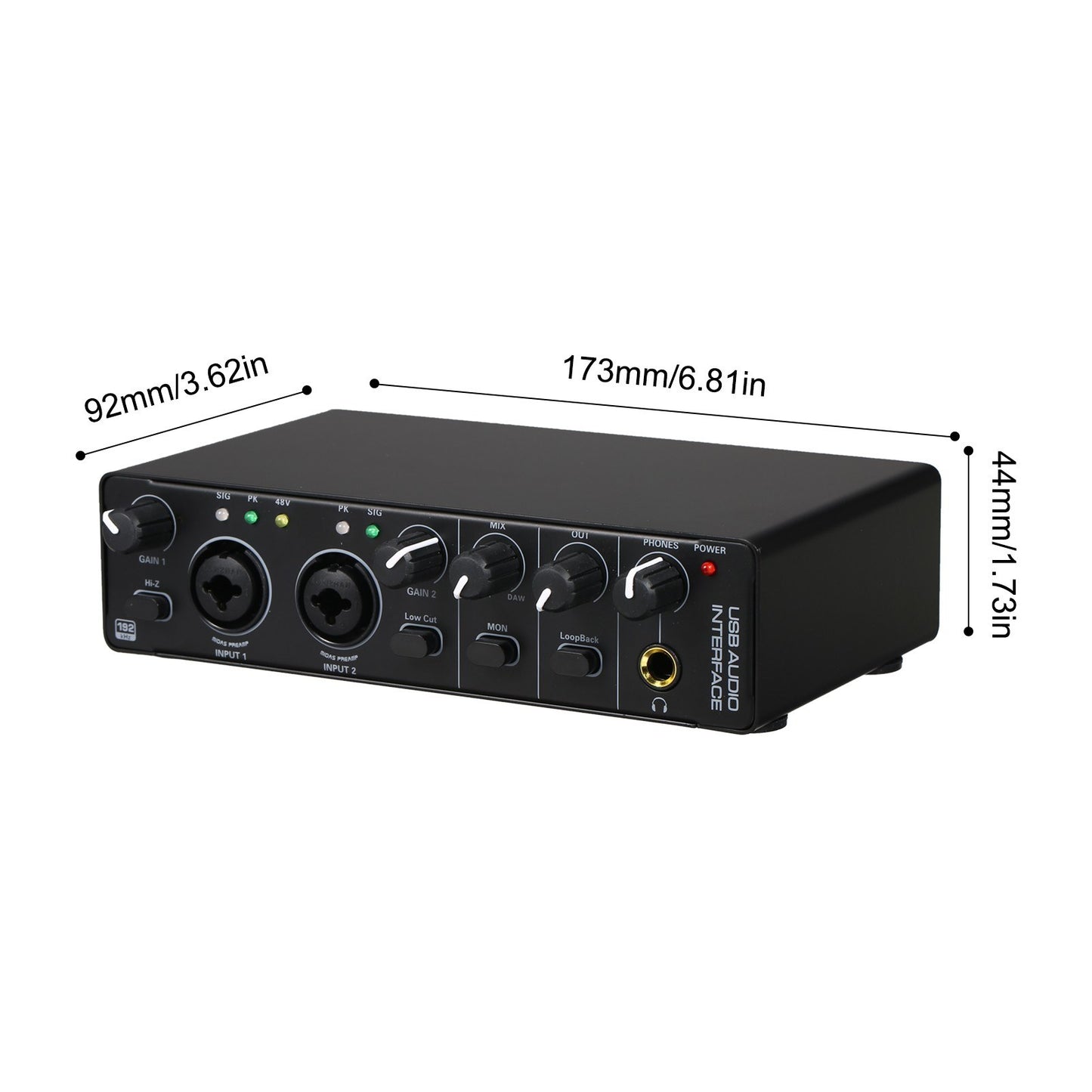 RHM MD22-5 USB Audio Interface Dual 2 In/2 Out Sound Card