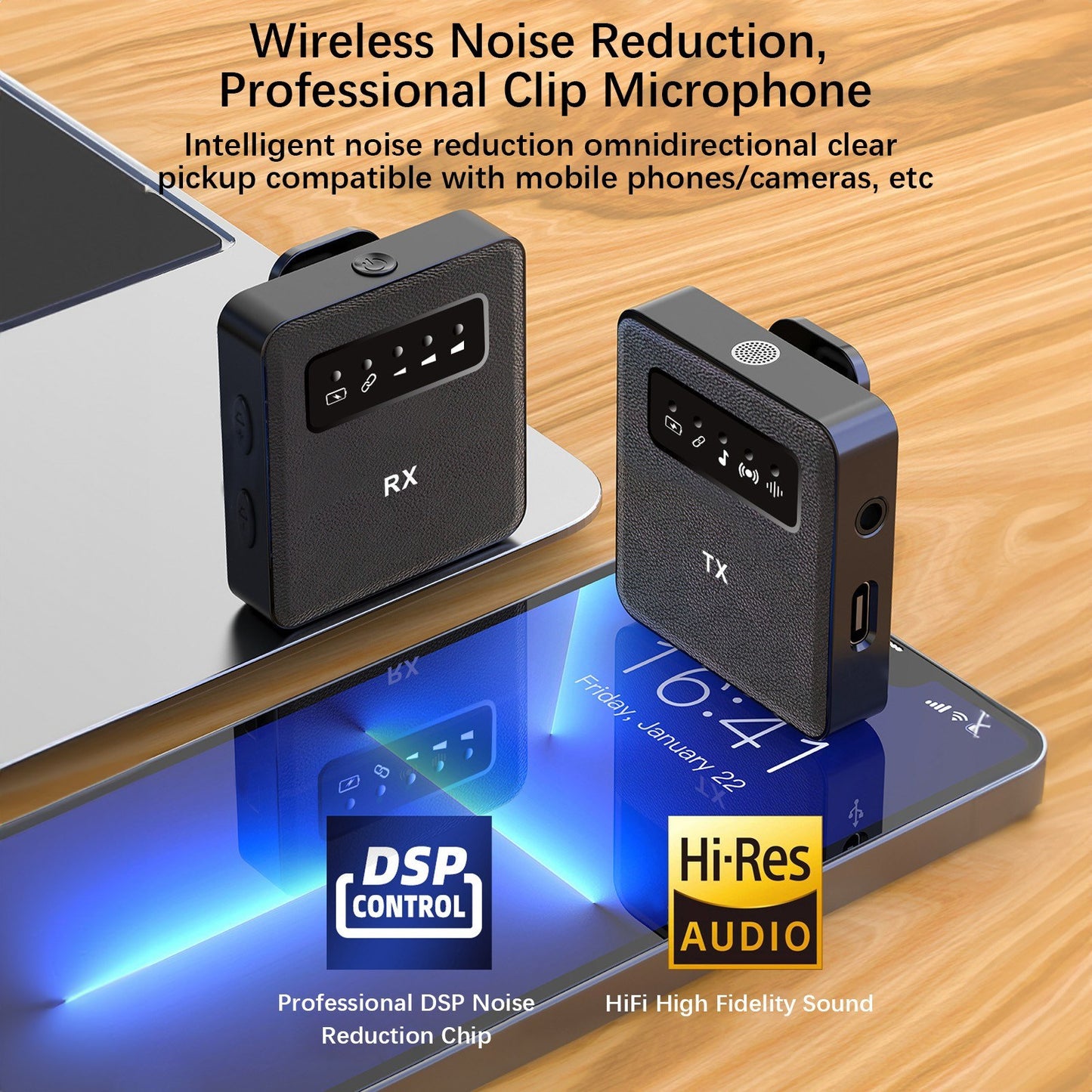 2.4G Wireless Clip-On Microphone & Receiver Set with Collar Clip