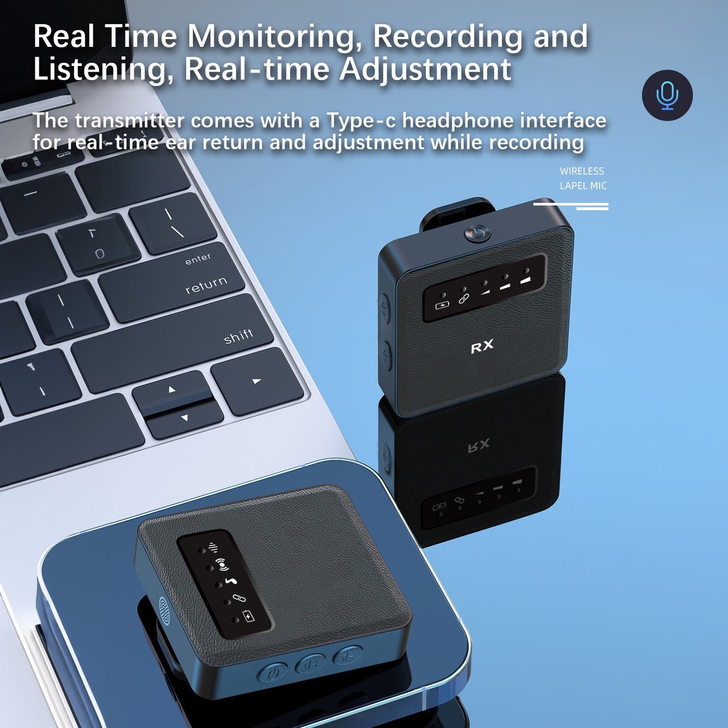 2.4G Wireless Clip-On Microphone & Receiver Set with Collar Clip