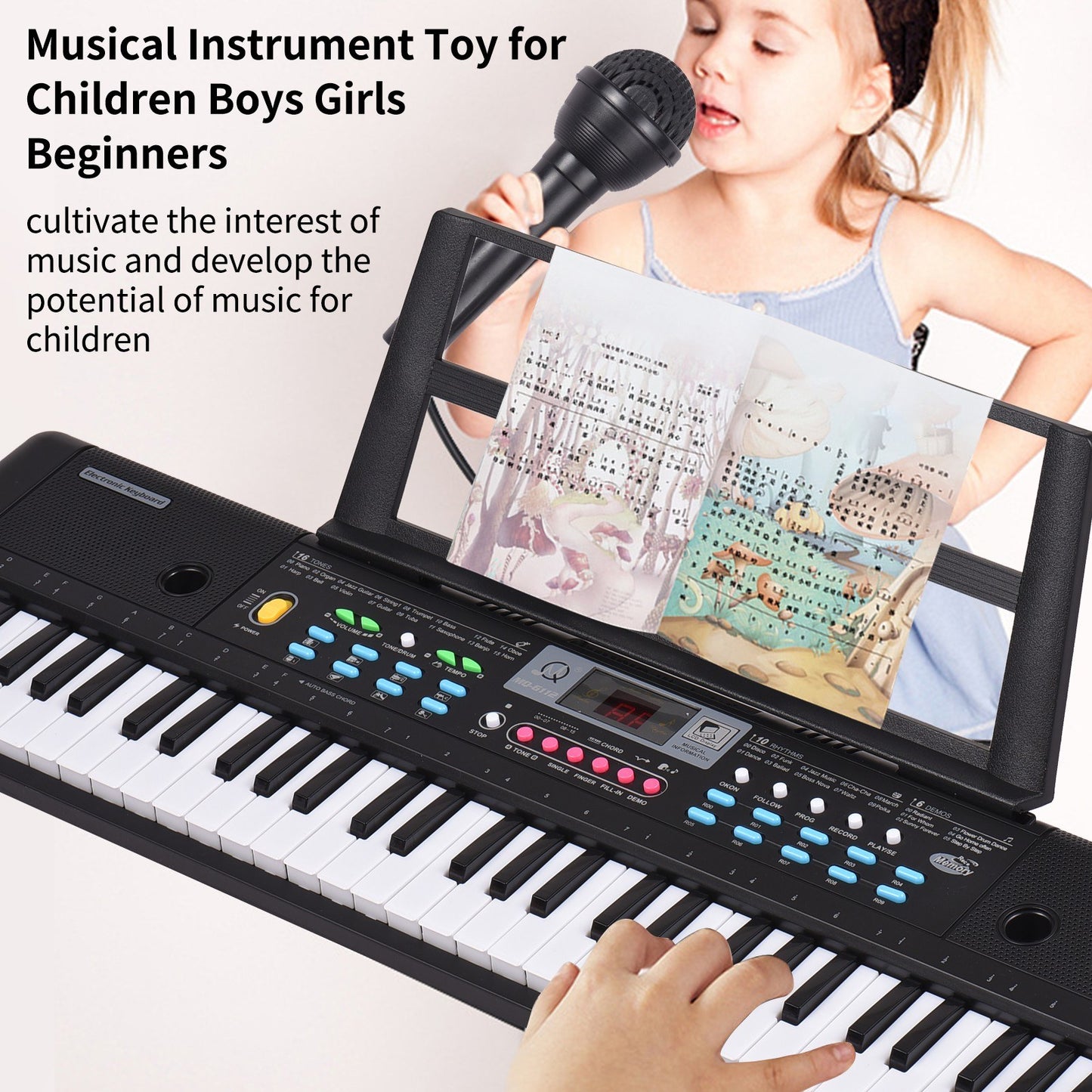 61-Key USB Electronic Keyboard Piano for Kids with Microphone