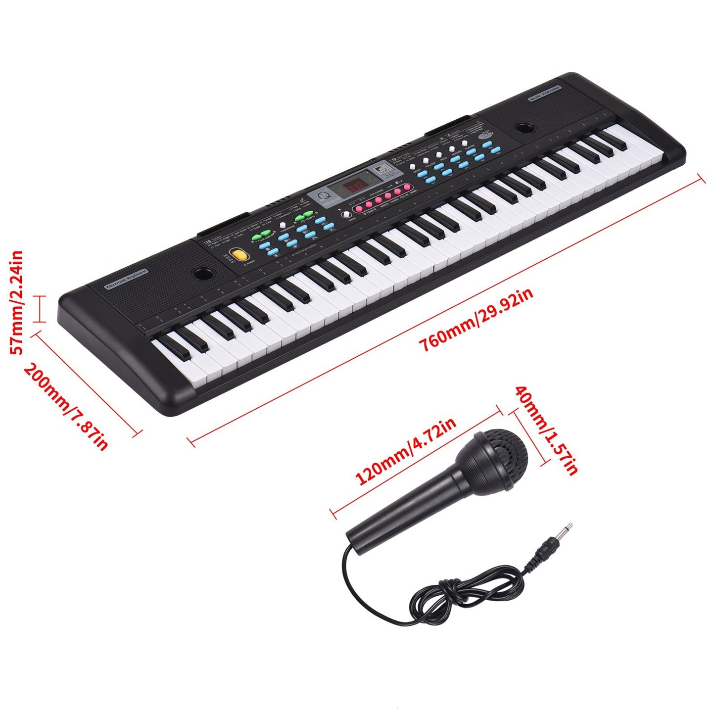 61-Key USB Electronic Keyboard Piano for Kids with Microphone