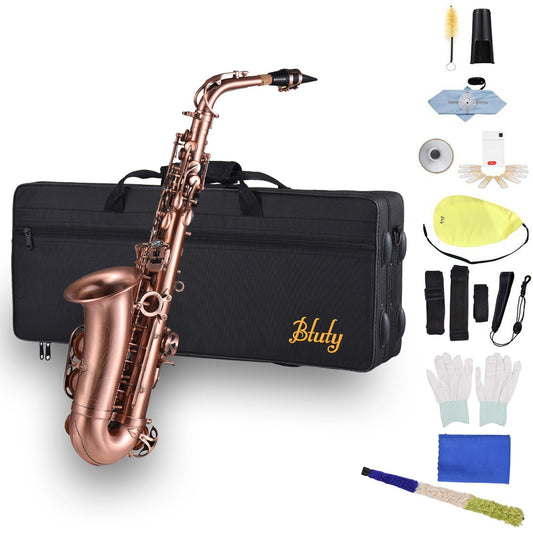 Btuty E-flat Alto Saxophone, Red Bronze with Abalone Shell Keys & Carved Pattern