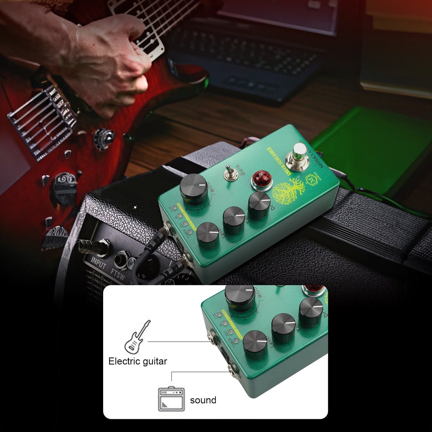 MOSKYAudio Green Screamer Booster/Overdrive Guitar Effect Pedal