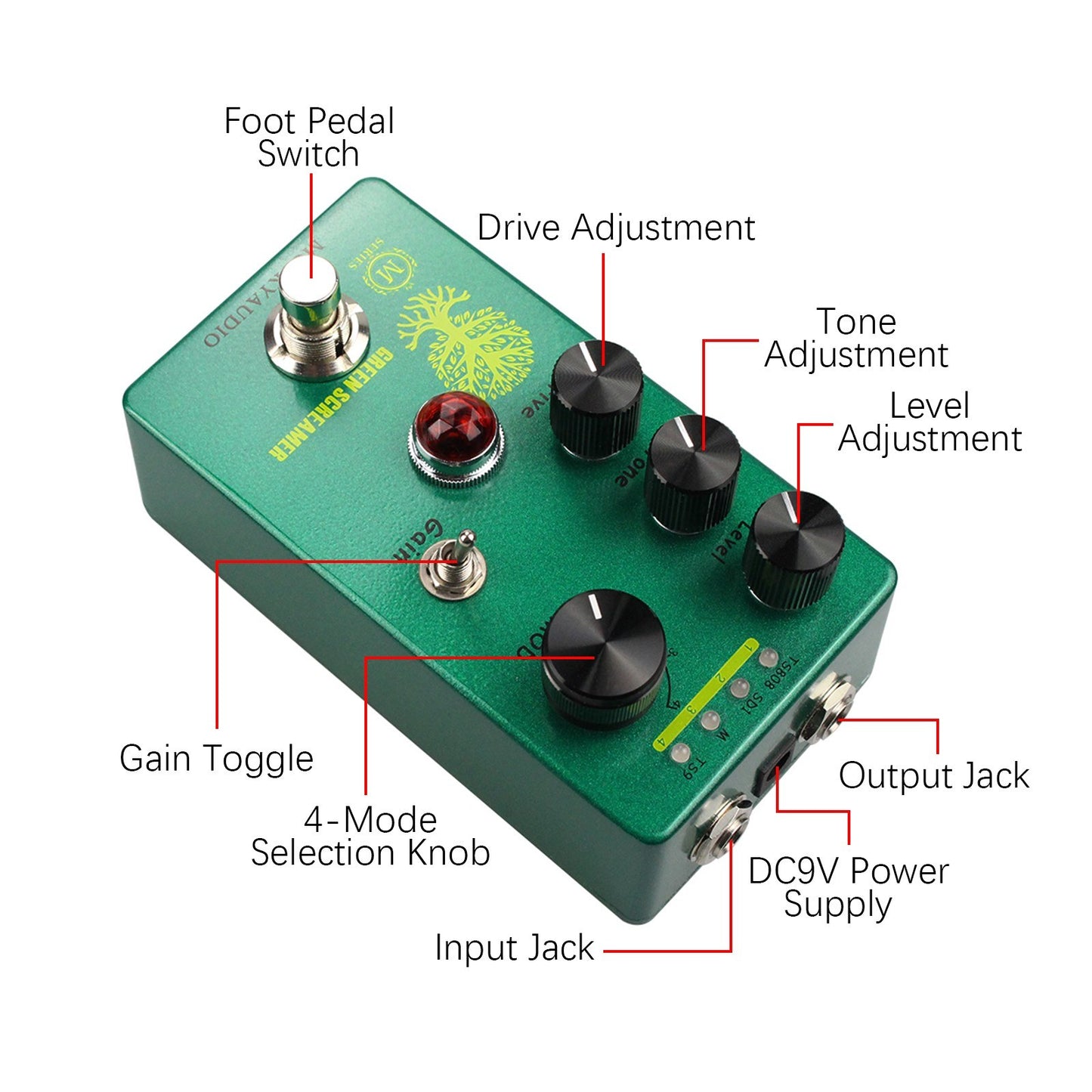 MOSKYAudio Green Screamer Booster/Overdrive Guitar Effect Pedal