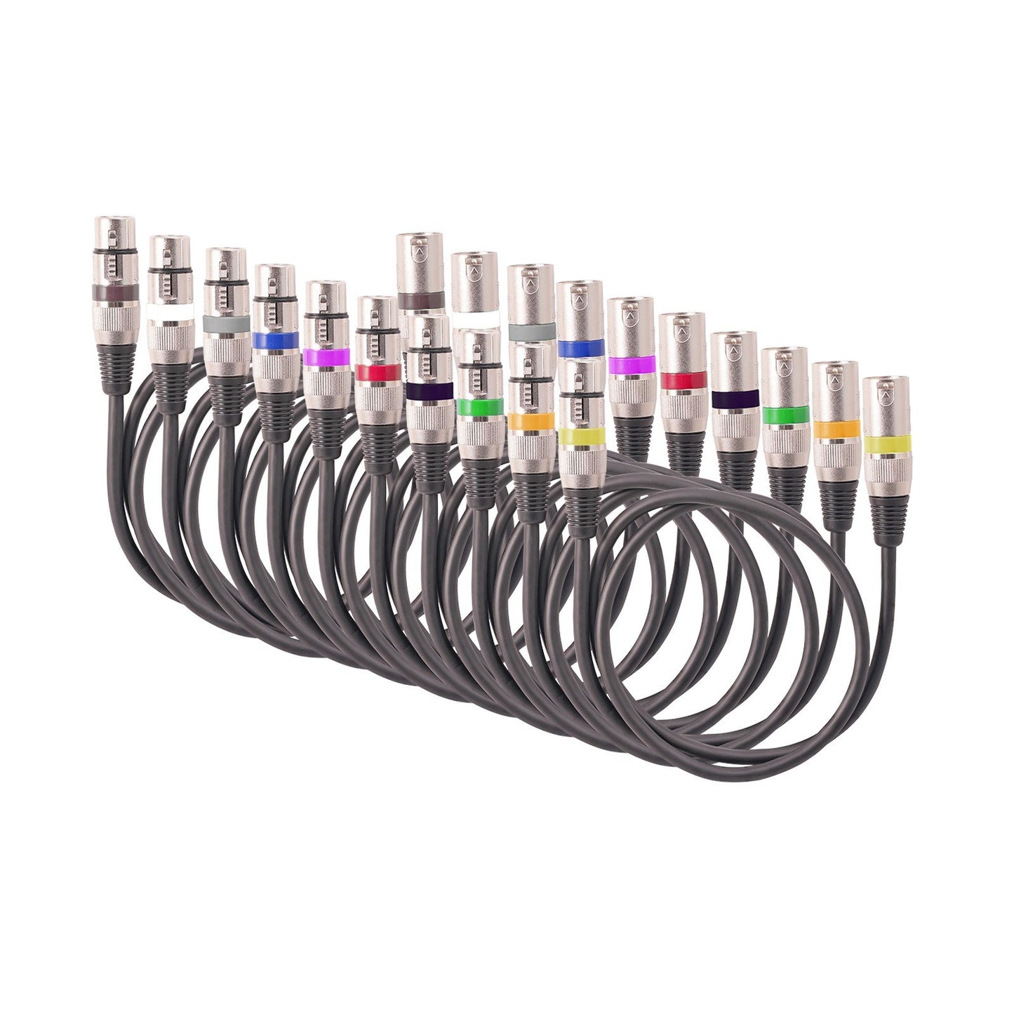 10-Pack 5ft XLR DMX Stage Light Cable - 3-Pin Male to Female Mic Wire - Black PVC Jacket