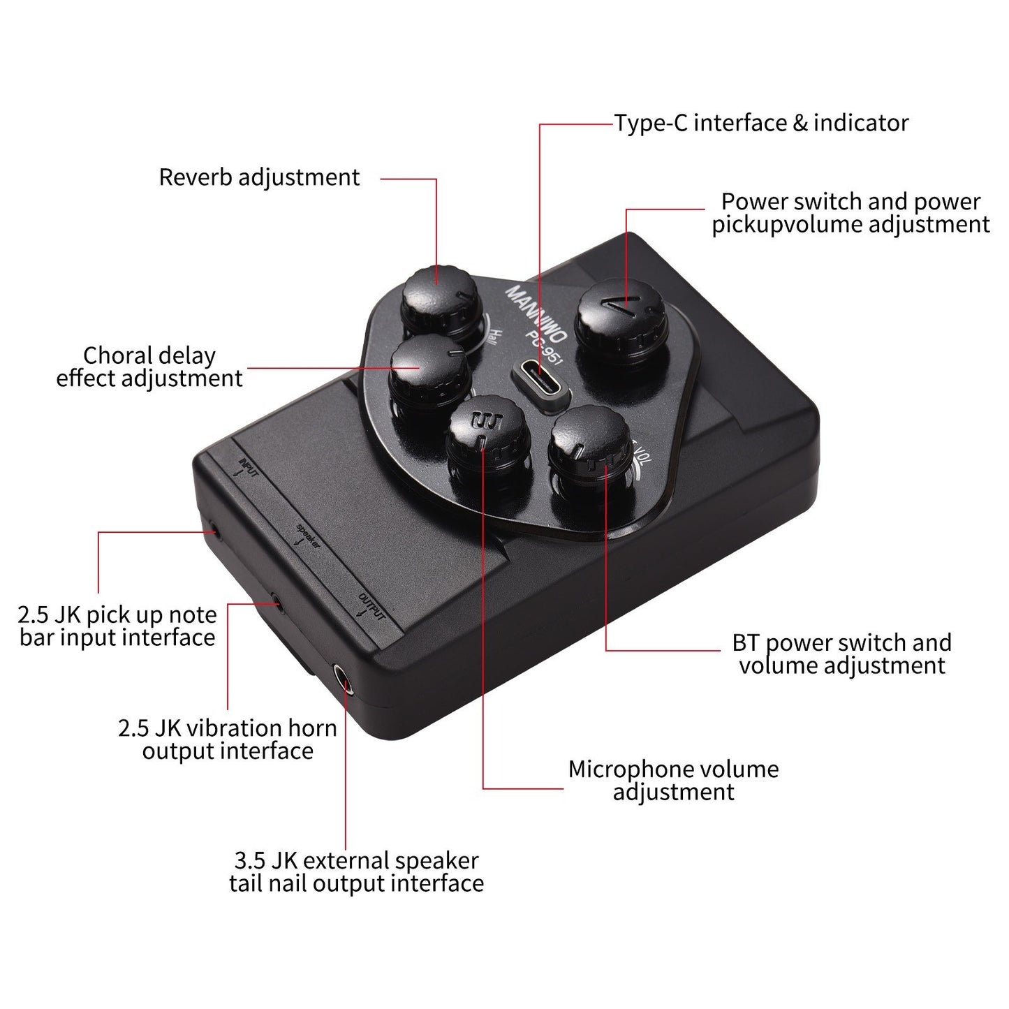 PG-951 Guitar Resonant DSP Sound Pickup by MANNIWO