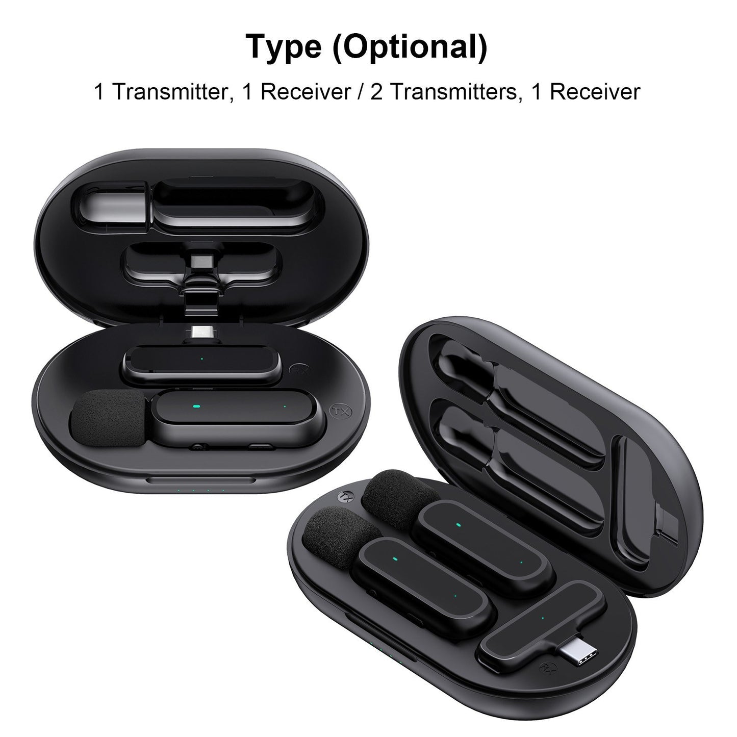 K60 Wireless Clip-on Microphone Set: Mic Receiver & 2 Transmitters with Charging Box