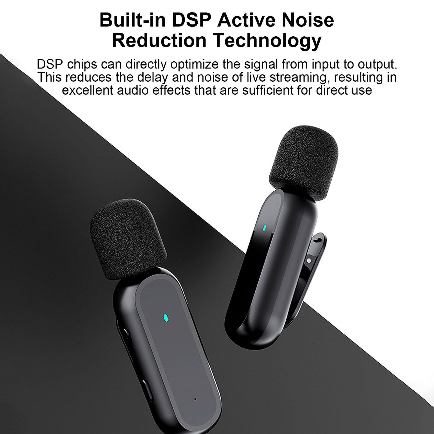 K60 Wireless Clip-on Microphone Set: Mic Receiver & 2 Transmitters with Charging Box