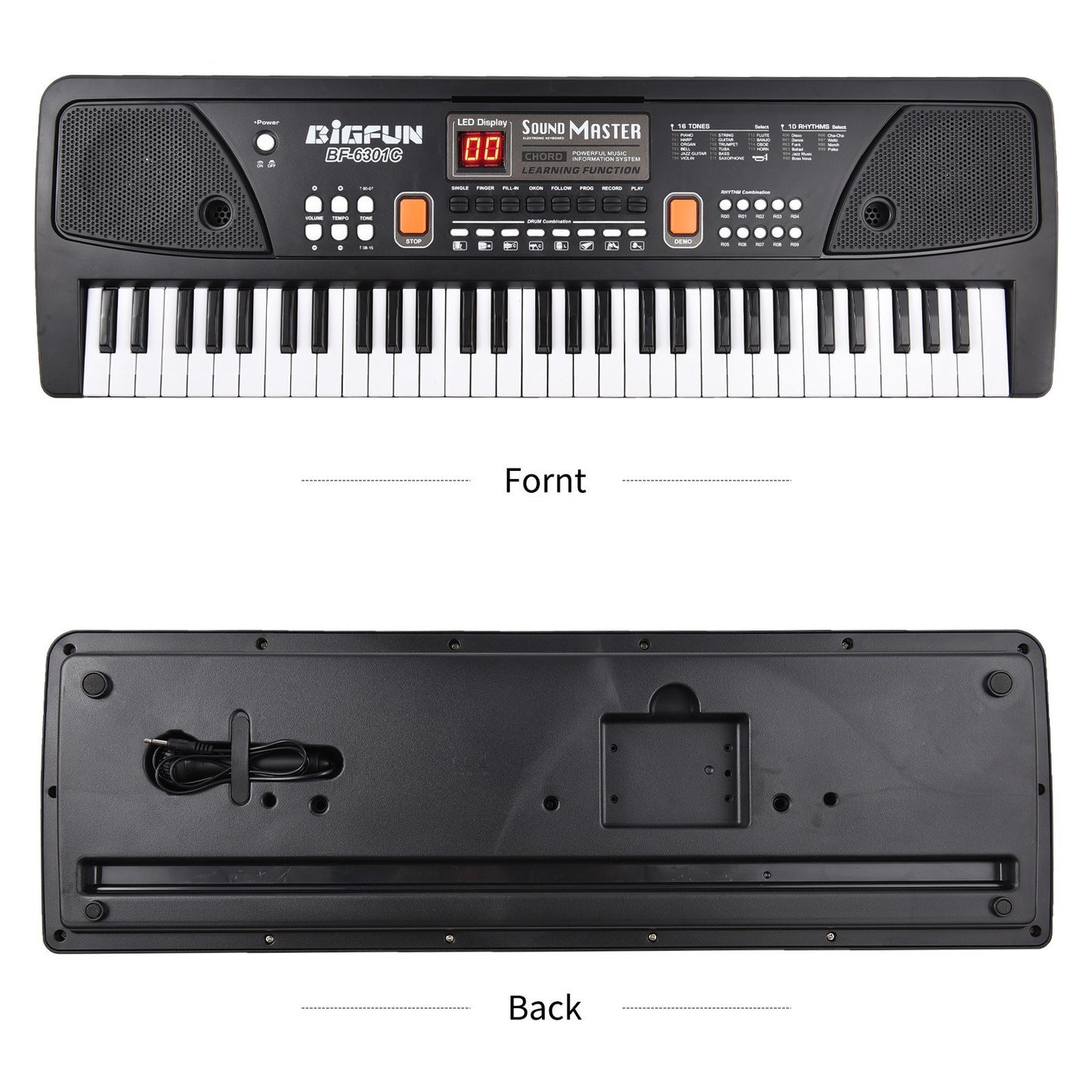 BIGFUN 61-Key Rechargeable Kids Electronic Piano with Microphone