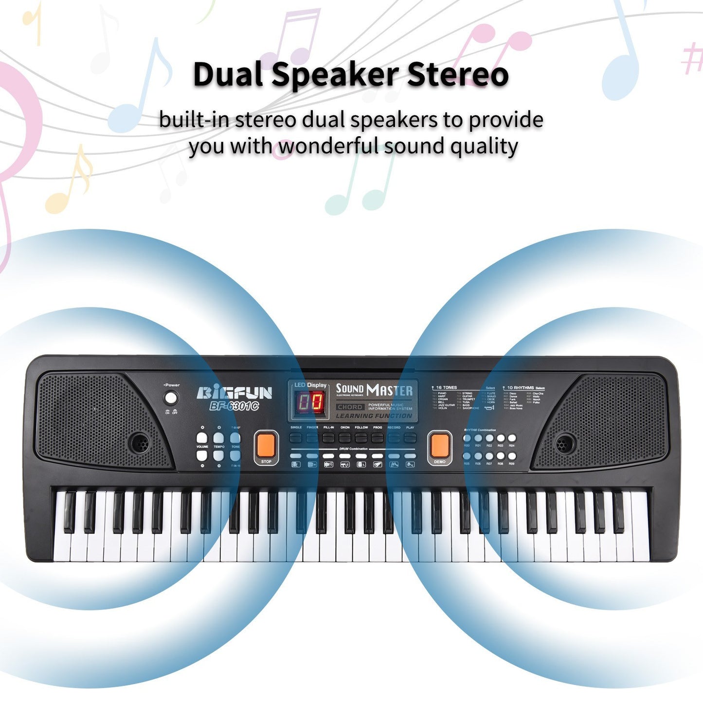 BIGFUN 61-Key Rechargeable Kids Electronic Piano with Microphone