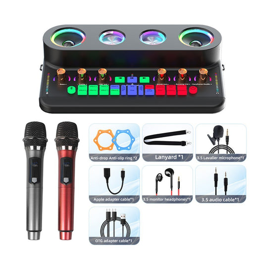 Portable Karaoke Machine Set: S20 Sound Card & Audio Equipment with 2 Microphones