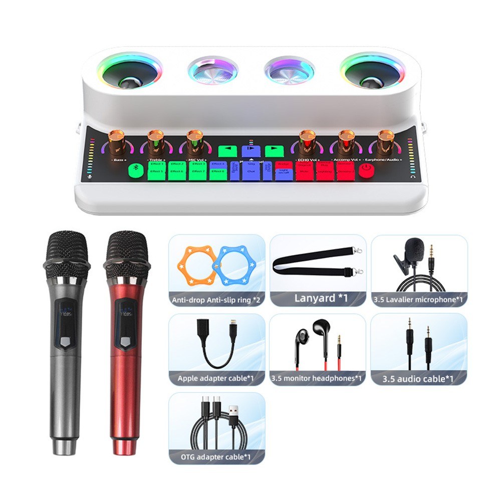Portable Karaoke Machine Set: S20 Sound Card & Audio Equipment with 2 Microphones